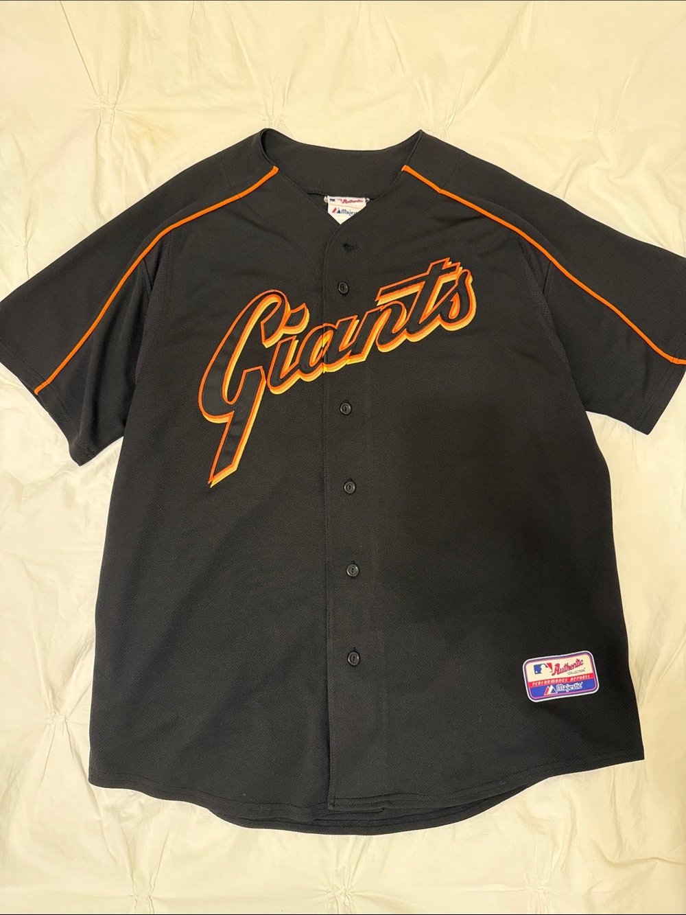 Majestic Kids Black Jersey with Orange Trim "Giants" Script